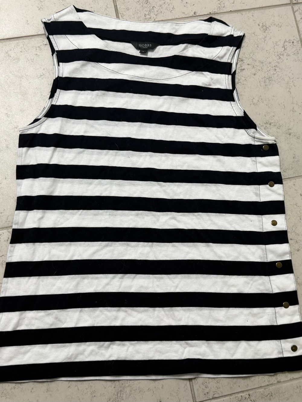 Hobbs London Black & White Striped Sleeveless Tank Top